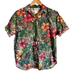 Vintage Tropical Animal Print Shirt